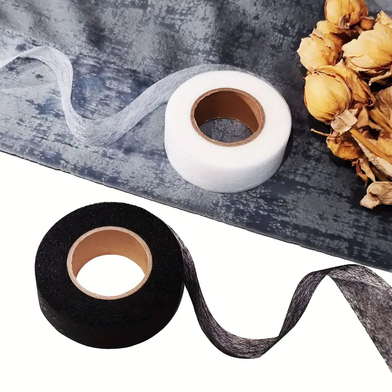 Hem Tape Fusible - 2 لفة أسود أبيض على الوجهين