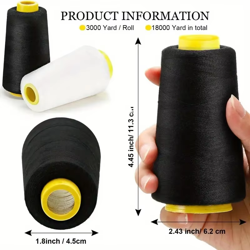 3 بكرات خيط أوفرلوك أسود و3 بك - مراجعة Serger Thread Cone وسعره