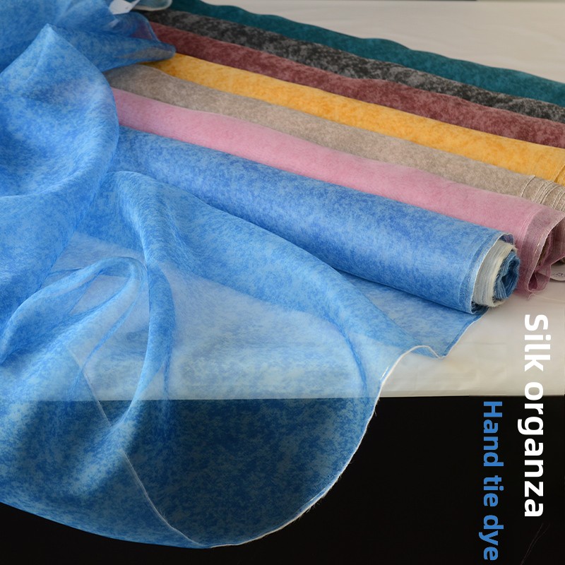 قماش حرير أورجانزا مصبوغ بتقني - مراجعة Sewing Tie Dye وسعره