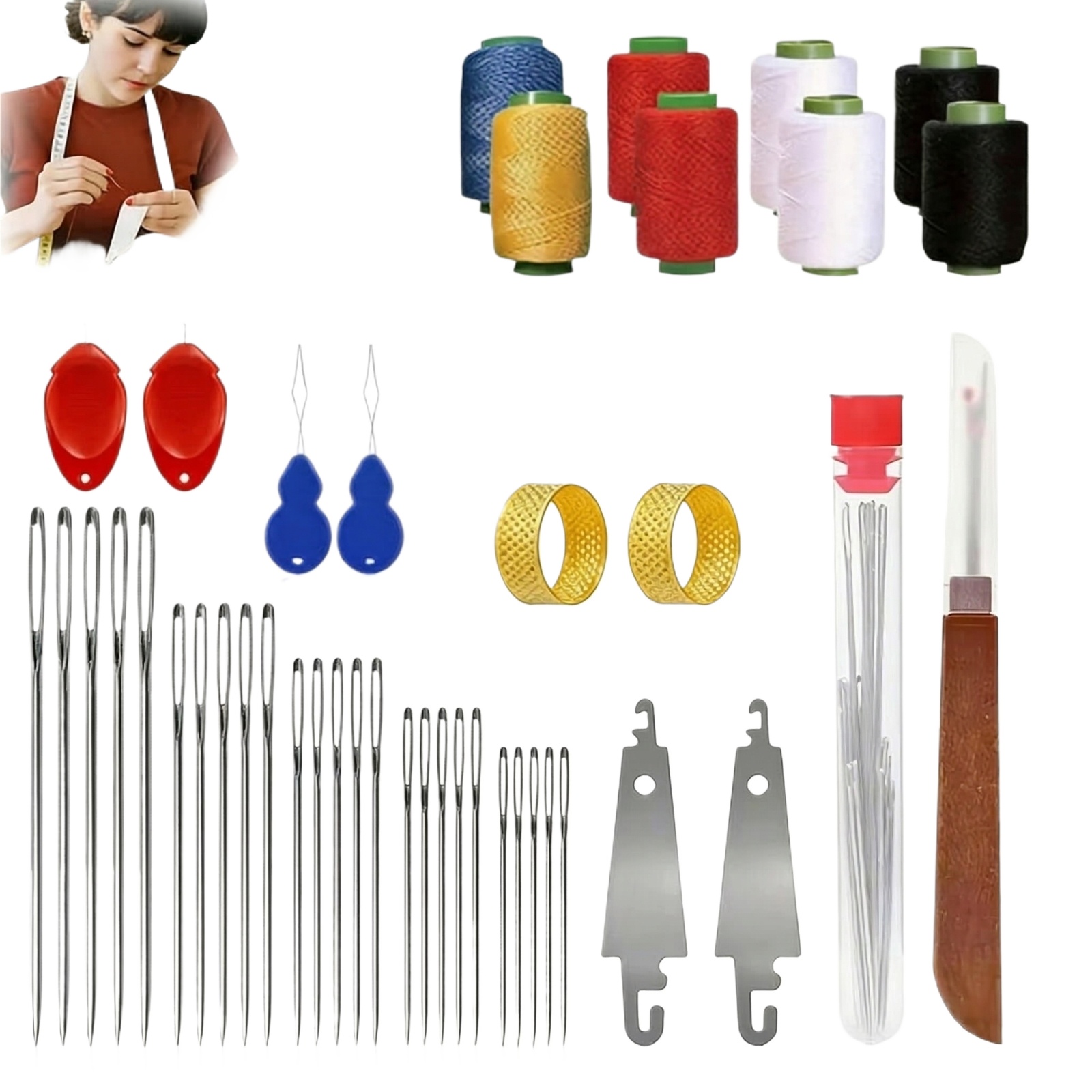 طقم إبر خياطة كبيرة العين 43 ق - مراجعة Sewing Kit وسعره