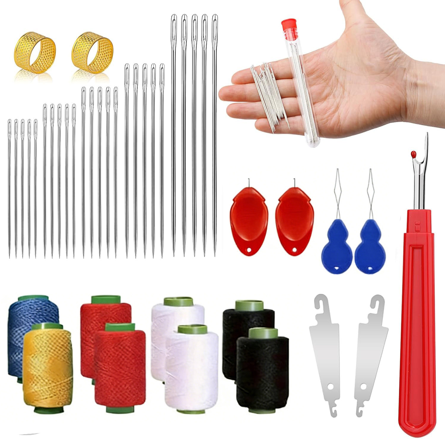 طقم إبر خياطة كبيرة العين 43 ق - مراجعة Sewing Kit وسعره